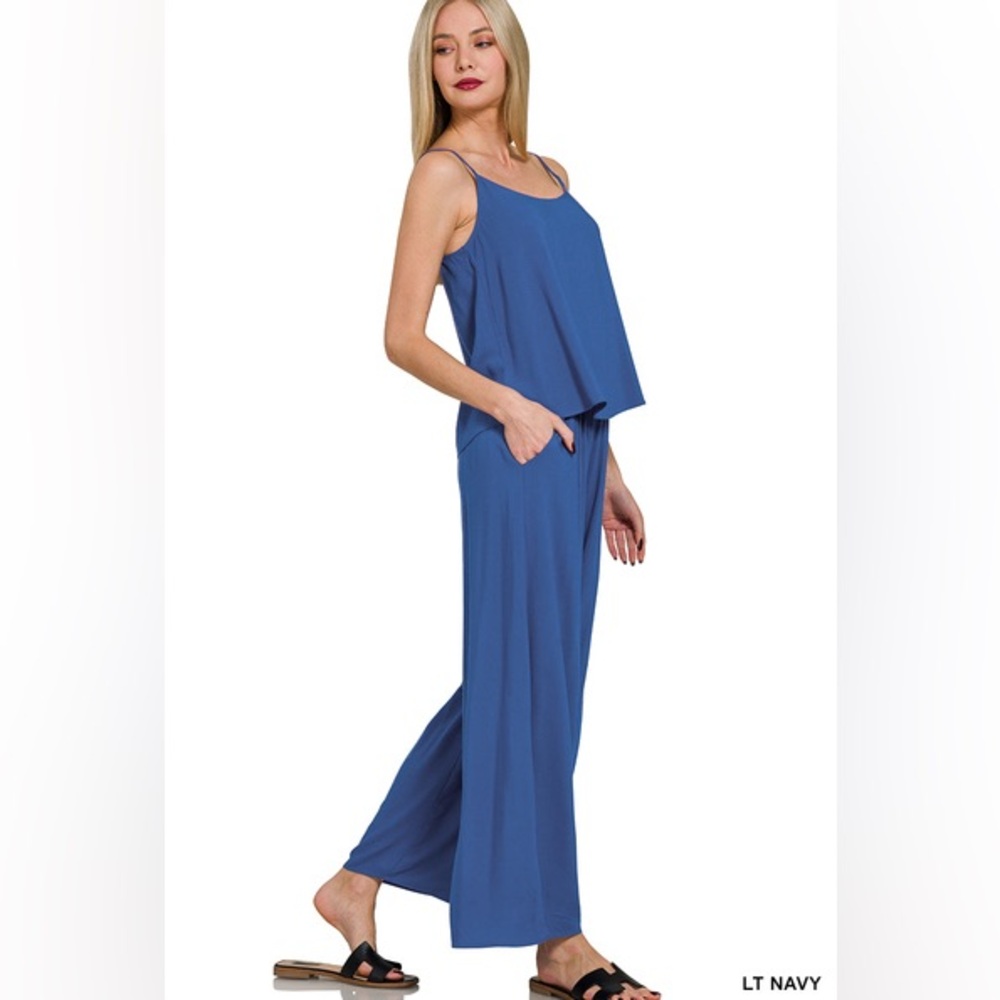 WOVEN CAMI & PANTS 2-PIECE SET
- RELAXED FIT Light Navy
